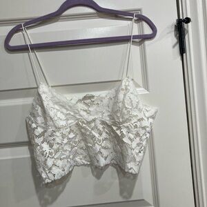 Free People White Lace Crop Top
